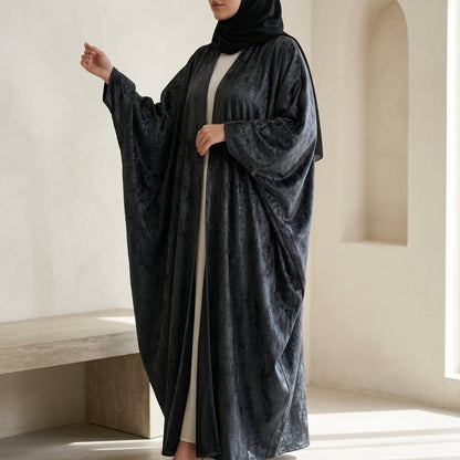 Black Metallic reversible Open Abaya